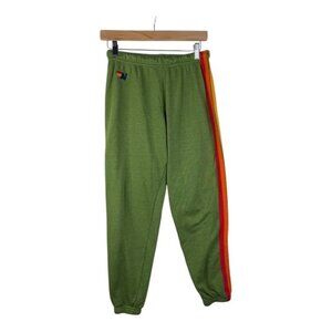 Aviator Nation Women's 5 Stripe Sweatpants size Medium Green